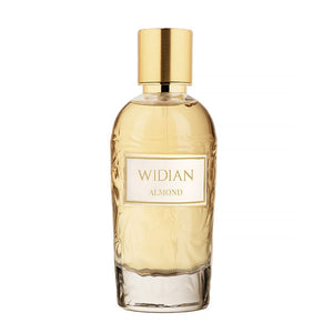 Widian - Rose Arabia Collection - Almond Parfumflakon mit goldenem Verschluss und dezenter Prägung auf klarem Glas